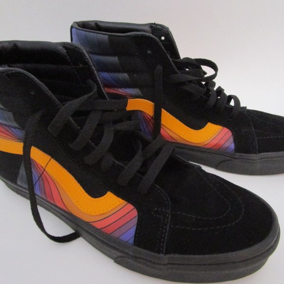10M Womens Reissue Black Multi Suede Leather Hi Top Tennis Shoes SK8 Refract - Picture 2 of 10